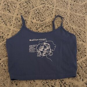 Blue Graphic Crop Top